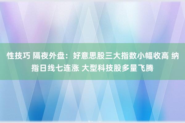 性技巧 隔夜外盘：好意思股三大指数小幅收高 纳指日线七连涨 大型科技股多量飞腾