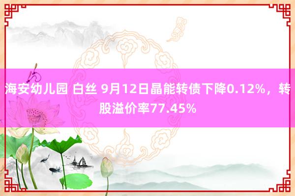 海安幼儿园 白丝 9月12日晶能转债下降0.12%，转股溢价率77.45%