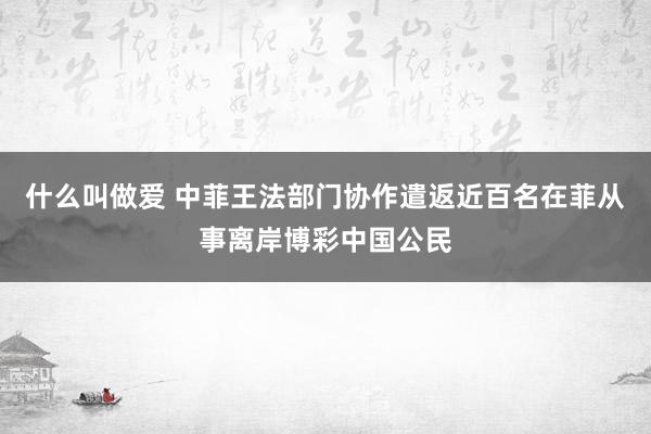 什么叫做爱 中菲王法部门协作遣返近百名在菲从事离岸博彩中国公民