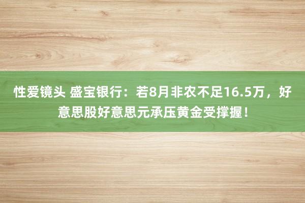 性爱镜头 盛宝银行：若8月非农不足16.5万，好意思股好意思元承压黄金受撑握！