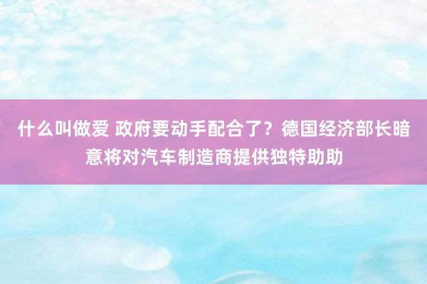 什么叫做爱 政府要动手配合了？德国经济部长暗意将对汽车制造商提供独特助助