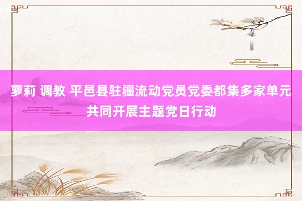 萝莉 调教 平邑县驻疆流动党员党委都集多家单元共同开展主题党日行动