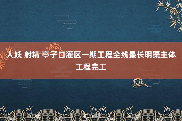 人妖 射精 亭子口灌区一期工程全线最长明渠主体工程完工