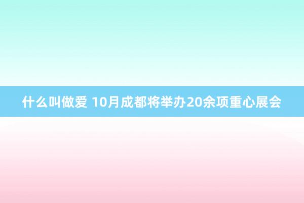 什么叫做爱 10月成都将举办20余项重心展会