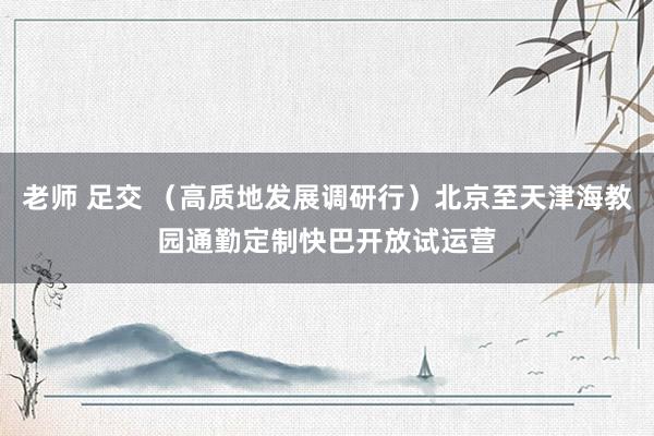 老师 足交 （高质地发展调研行）北京至天津海教园通勤定制快巴开放试运营