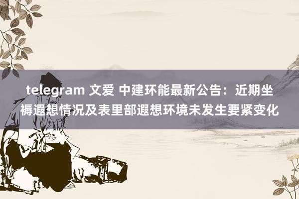 telegram 文爱 中建环能最新公告：近期坐褥遐想情况及表里部遐想环境未发生要紧变化