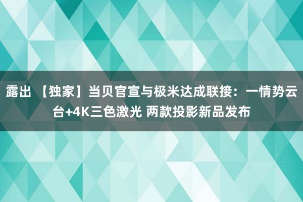 露出 【独家】当贝官宣与极米达成联接：一情势云台+4K三色激光 两款投影新品发布