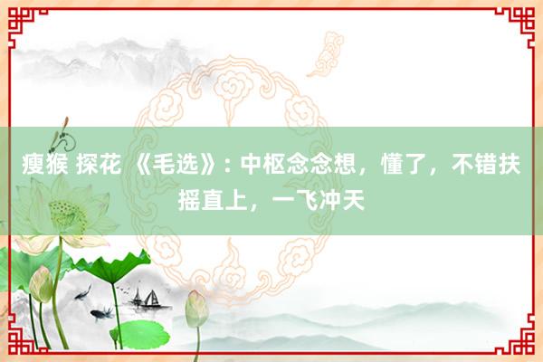 瘦猴 探花 《毛选》: 中枢念念想，懂了，不错扶摇直上，一飞冲天