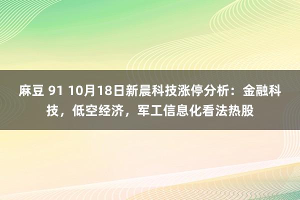 麻豆 91 10月18日新晨科技涨停分析：金融科技，低空经济，军工信息化看法热股