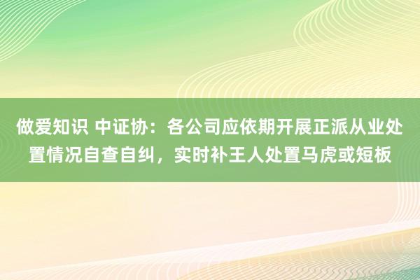 做爱知识 中证协：各公司应依期开展正派从业处置情况自查自纠，实时补王人处置马虎或短板