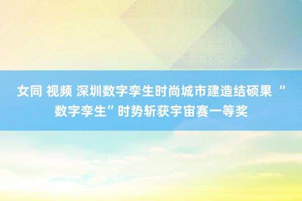 女同 视频 深圳数字孪生时尚城市建造结硕果 “数字孪生”时势斩获宇宙赛一等奖