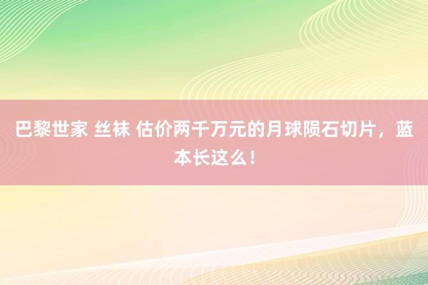 巴黎世家 丝袜 估价两千万元的月球陨石切片，蓝本长这么！