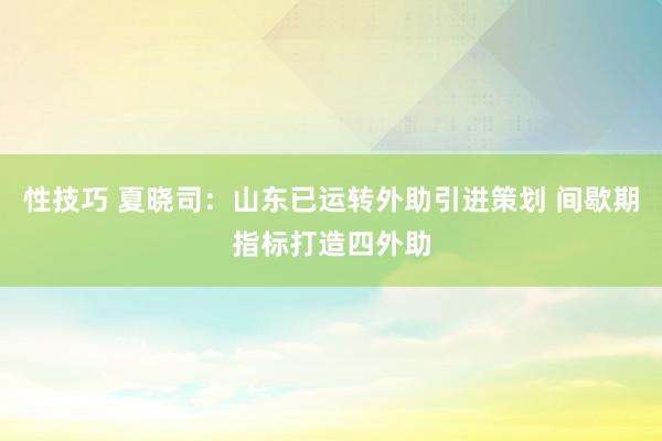 性技巧 夏晓司：山东已运转外助引进策划 间歇期指标打造四外助