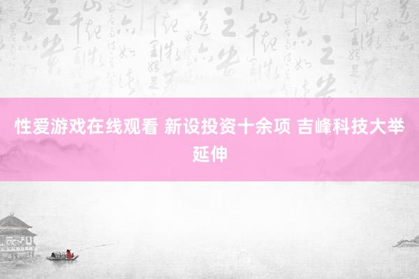 性爱游戏在线观看 新设投资十余项 吉峰科技大举延伸