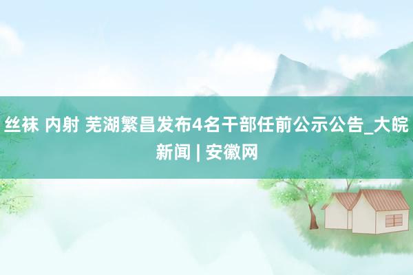 丝袜 内射 芜湖繁昌发布4名干部任前公示公告_大皖新闻 | 安徽网