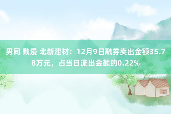 男同 動漫 北新建材：12月9日融券卖出金额35.78万元，占当日流出金额的0.22%