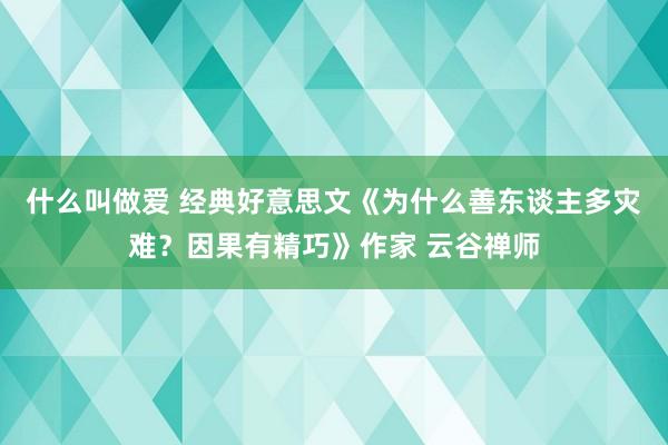 什么叫做爱 经典好意思文《为什么善东谈主多灾难？因果有精巧》作家 云谷禅师