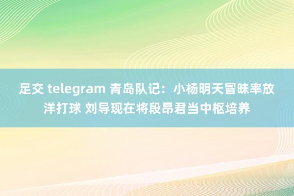 足交 telegram 青岛队记：小杨明天冒昧率放洋打球 刘导现在将段昂君当中枢培养