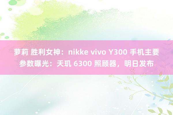 萝莉 胜利女神：nikke vivo Y300 手机主要参数曝光：天玑 6300 照顾器，明日发布