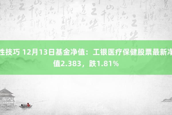 性技巧 12月13日基金净值：工银医疗保健股票最新净值2.383，跌1.81%