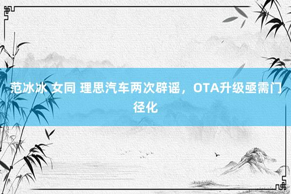 范冰冰 女同 理思汽车两次辟谣，OTA升级亟需门径化