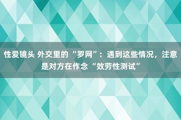 性爱镜头 外交里的 “罗网”：遇到这些情况，注意是对方在作念 “效劳性测试”