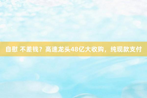 自慰 不差钱？高速龙头48亿大收购，纯现款支付