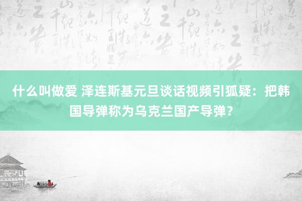 什么叫做爱 泽连斯基元旦谈话视频引狐疑：把韩国导弹称为乌克兰国产导弹？