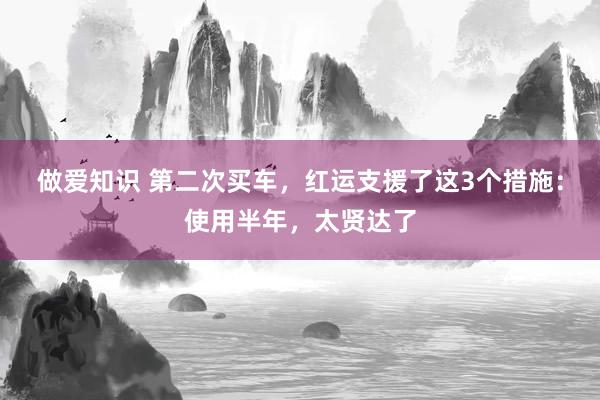 做爱知识 第二次买车，红运支援了这3个措施：使用半年，太贤达了