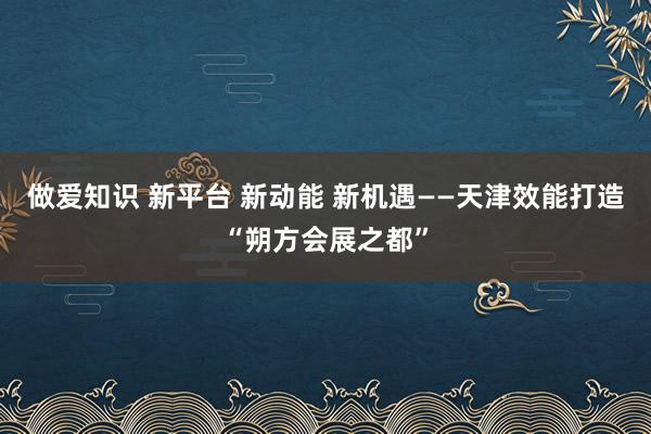 做爱知识 新平台 新动能 新机遇——天津效能打造“朔方会展之都”