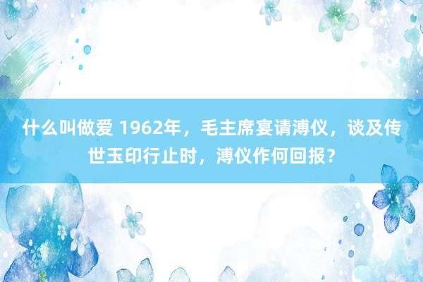 什么叫做爱 1962年，毛主席宴请溥仪，谈及传世玉印行止时，溥仪作何回报？