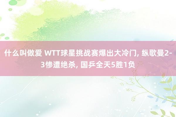 什么叫做爱 WTT球星挑战赛爆出大冷门， 纵歌曼2-3惨遭绝杀， 国乒全天5胜1负