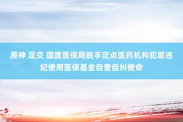 原神 足交 国度医保局脱手定点医药机构犯罪违纪使用医保基金自查自纠使命