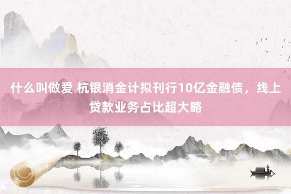 什么叫做爱 杭银消金计拟刊行10亿金融债，线上贷款业务占比超大略