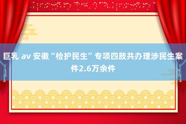 巨乳 av 安徽“检护民生”专项四肢共办理涉民生案件2.6万余件