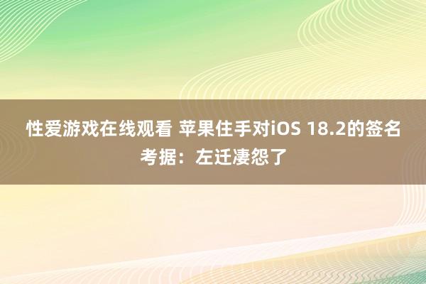 性爱游戏在线观看 苹果住手对iOS 18.2的签名考据：左迁凄怨了