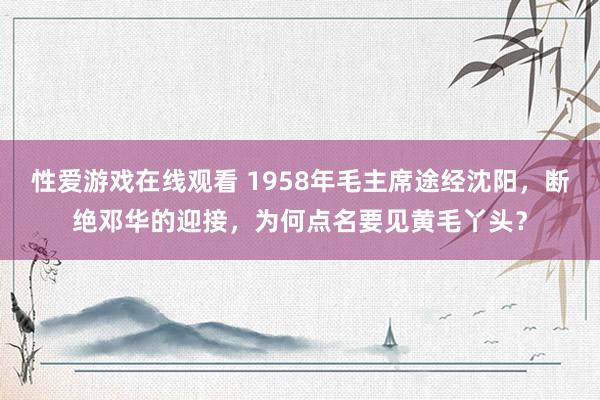 性爱游戏在线观看 1958年毛主席途经沈阳，断绝邓华的迎接，为何点名要见黄毛丫头？